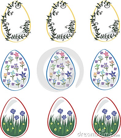 Easter eggs for the holiday, decorated with flowers Stock Photo